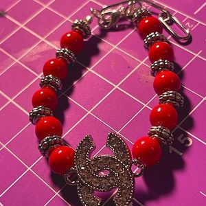 Red silver Charm bracelet